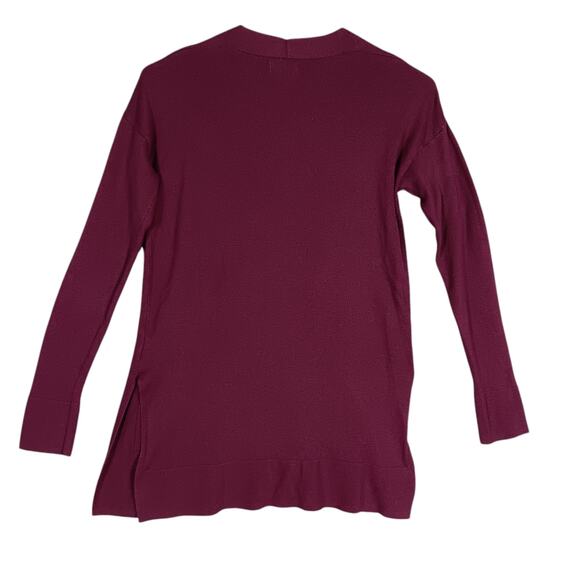 SO Open Cardigan Size XS Burgundy Long Sleeve 2 Pockets Fine Knit 70% Rayon - Picture 4 of 8